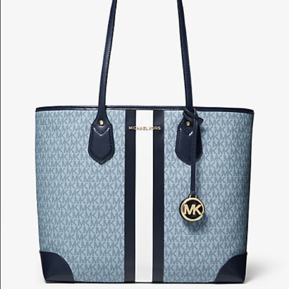 Michael Kors Eva Large Logo Stripe Tote Bag